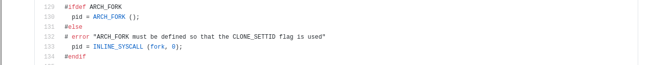 GLIBC fork() implementation